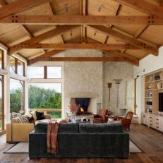 Rustic Living Room With Exposed Beams
