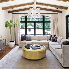 Contemporary Living Room With Gold Coffee Table
