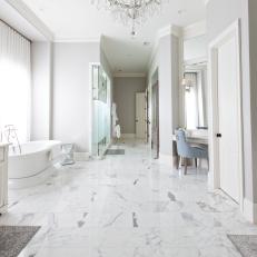 Transitional Master Bathroom Suite With Marble Floor