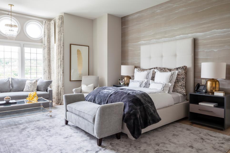 Pattern Texture Creates Dimension To Neutral Master Suite