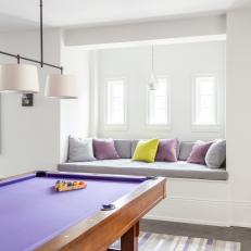 Contemporary Game Room With Purple Pool Table
