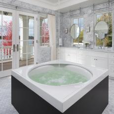 White Master Spa Bathroom With Hot Tub