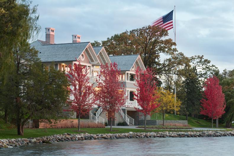 Lake House Exterior and Flag