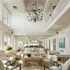 Neutral Transitional Great Room With Lake View