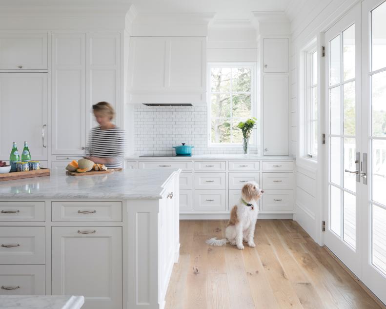 White Kitchen With Dog