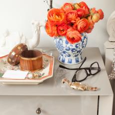 Gray Nightstand with Colorful Details