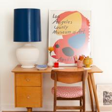 Graphic Art Adds Color to Bedroom Desk