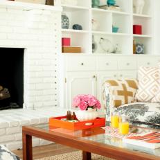 Bright Color Pops in Eclectic Living Room