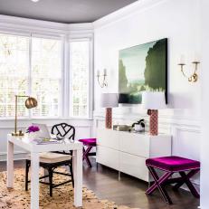 Contemporary Home Office With Pink Stools