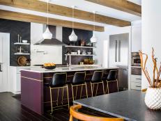 Open Kitchen With Purple Island