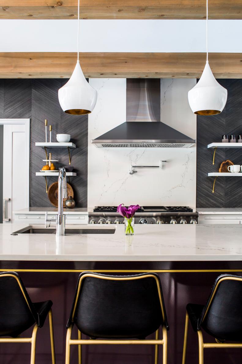 Open Kitchen With Leather Barstools