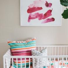Tropical Multicolored Nursery With Striped Pillow