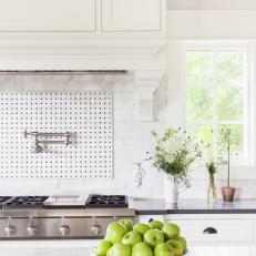 White Country Kitchen With Green Apples