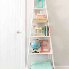 Girls' Room Includes Pretty White Ladder-Shelf