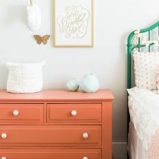 Girl's Bedroom Boasts Coral Dresser