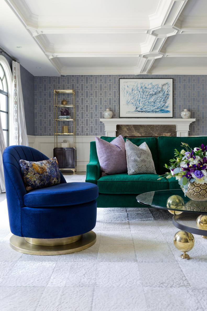 Contemporary Living Room With Blue Chair