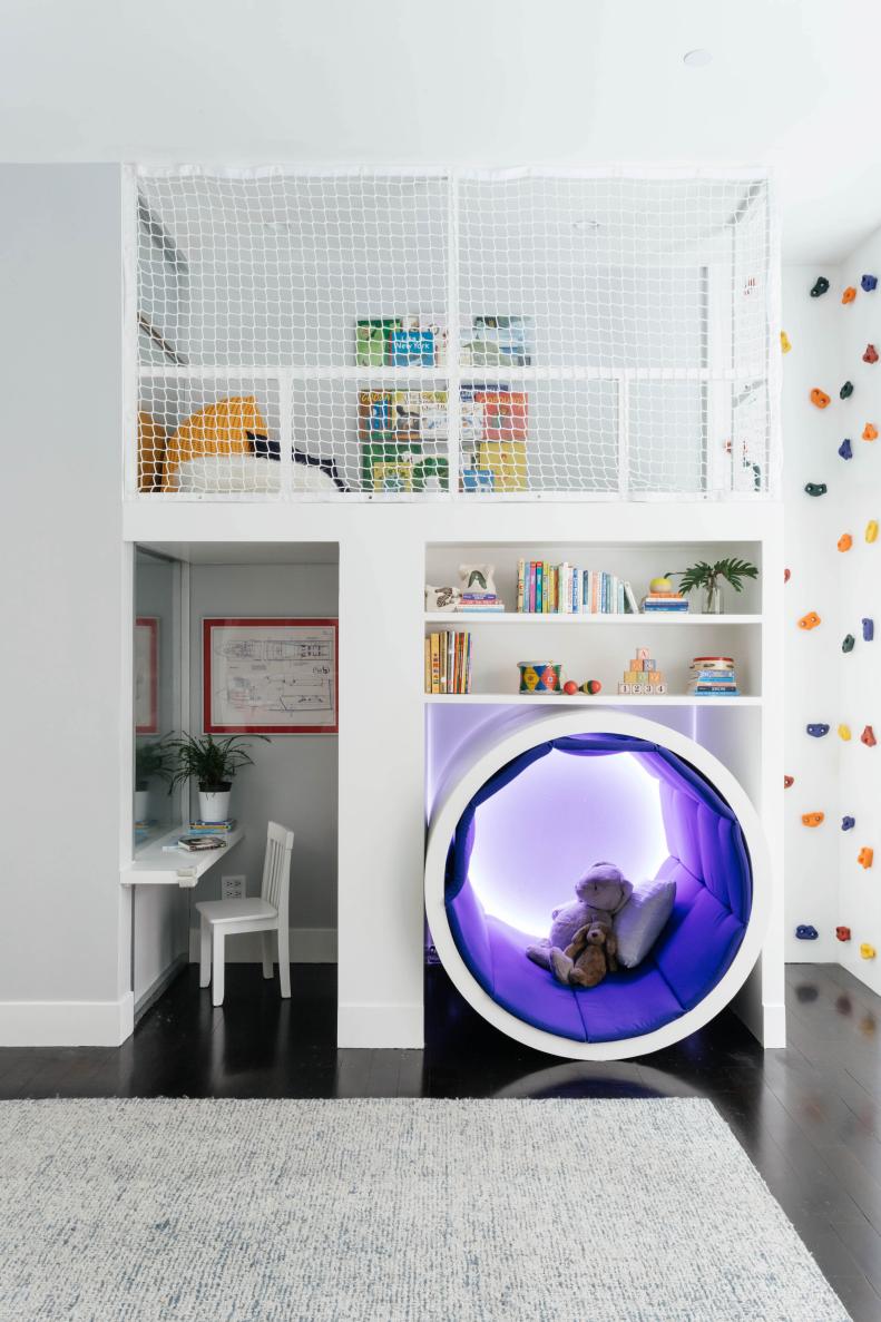 Contemporary White Playroom With Reading Nook