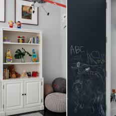 Chalkboard Closet Doors in Contemporary Playroom