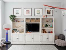 Entertainment Center in Contemporary Playroom