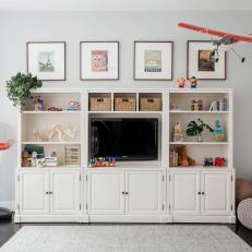 Entertainment Center in Contemporary Playroom
