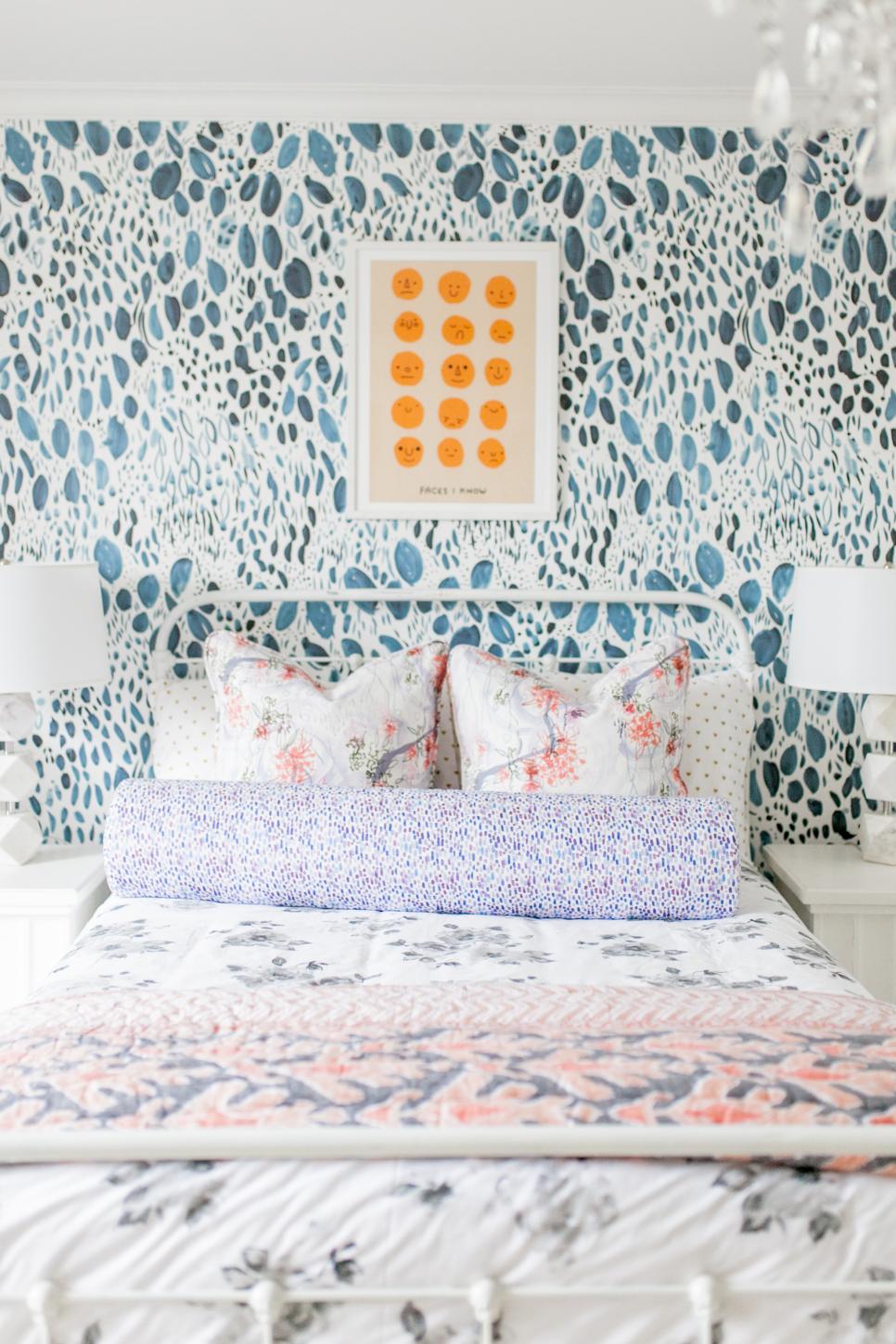 Blue And White Floral Wallpaper Accent Wall Hgtv