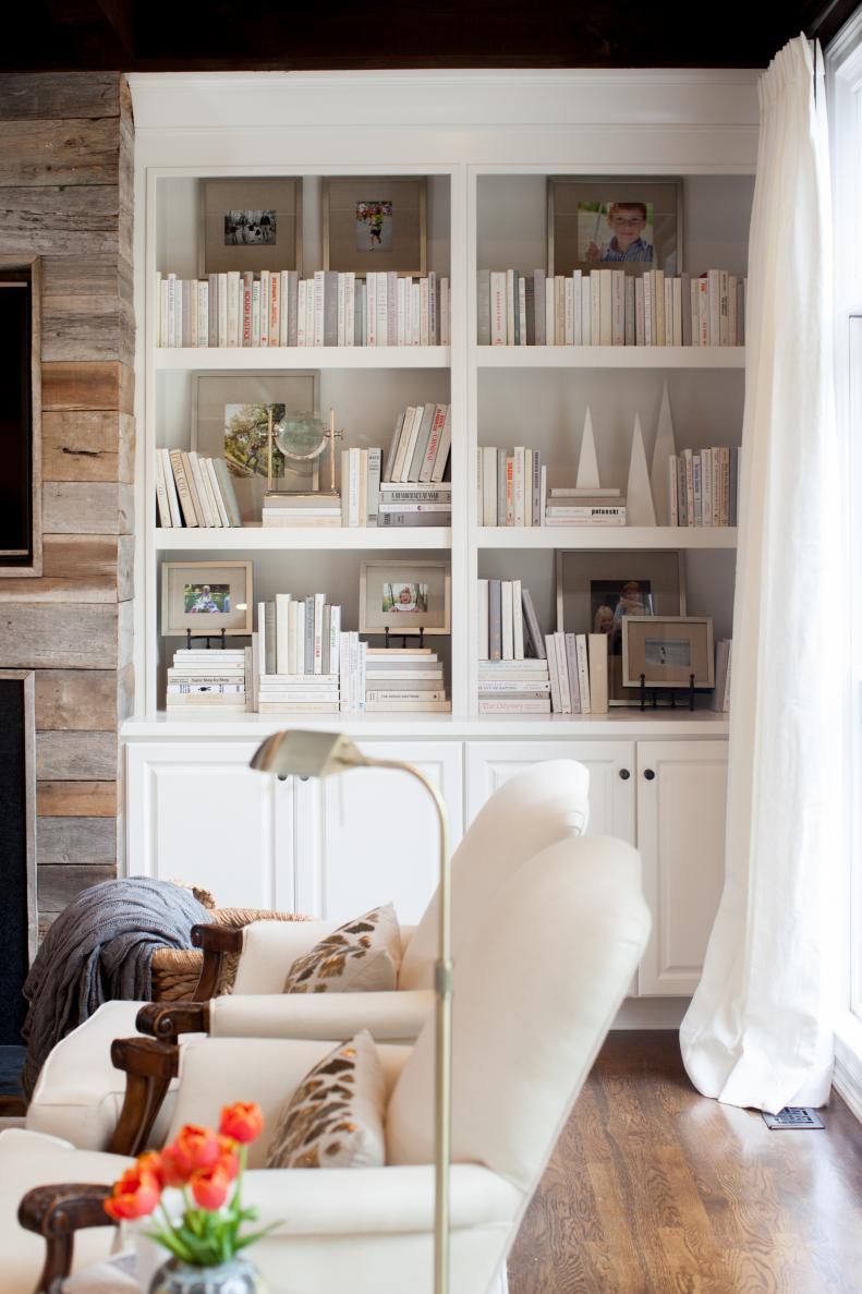 White Built-In Bookshelf