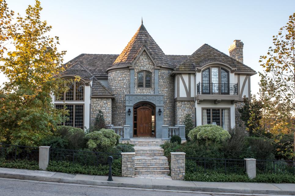 Palisades Estate With Stone Exterior, Peaked Roofs and Archways HGTV