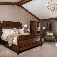 Large Master Bedroom With Victorian Inspired Traditional Design Featuring King Bed and Sitting Space