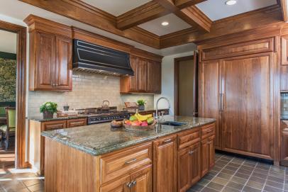 Traditional Kitchen With Walnut Cabinets And Matching