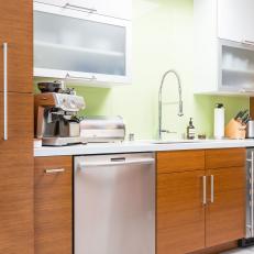 Modern Kitchen Showcases Sprightly Green Backsplash