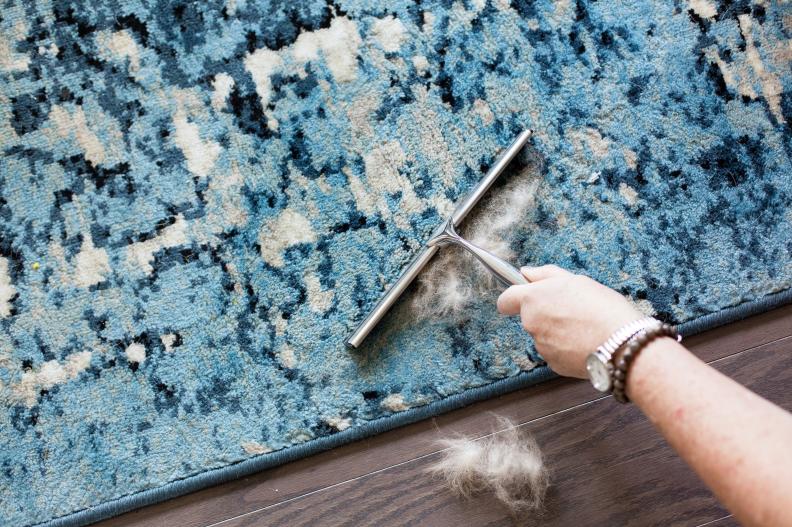 A fluffy coat is adorable on your pet, but when it starts showing up all over your rugs and carpets …well, not so much. Simply pull a rubber squeegee across hairy carpets and rugs for a fast fix.