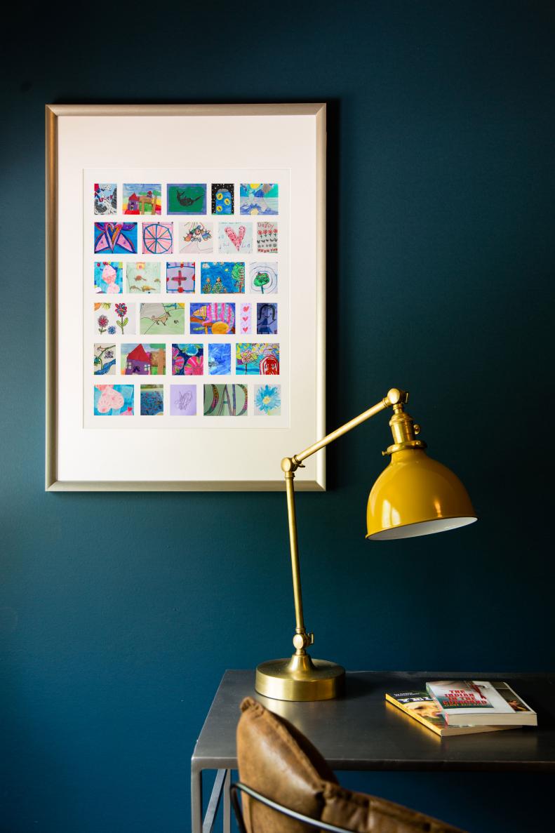 Trade the clutter for something truly chic. Shrink all your favorite pieces into one you’ll be proud to display. Take photos of your favorites, then use online design software to create a streamlined collage. Print at the local drugstore and frame it! Now you can toss the original pieces with ZERO guilt. 
