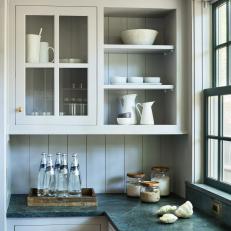 White Kitchen Detail with Green Countertop