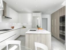 White Modern Kitchen With Orchid
