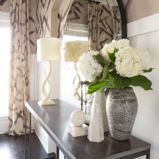 Mirror and Console Table With Hydrangeas