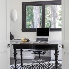 Neutral Contemporary Office With Zebra Rug