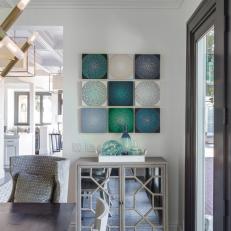 Blue Art and Mirrored Cabinet
