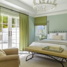 Green Traditional Bedroom With Bench
