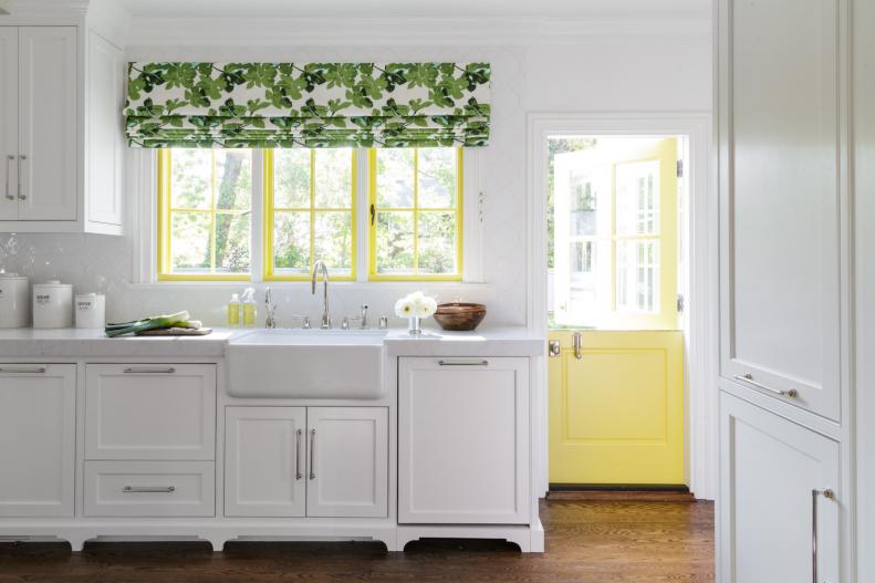 Kitchen With Yellow Door