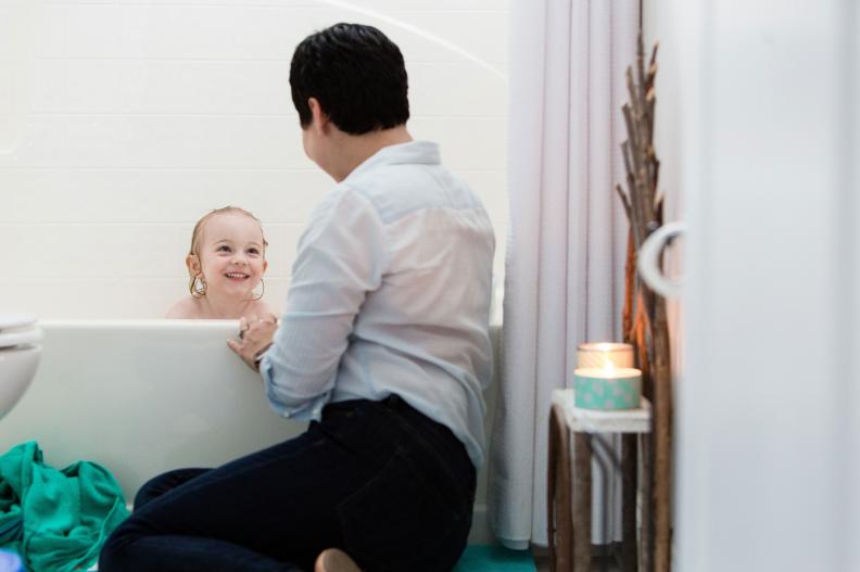 Bath time doesn’t have to be a messy chore. Make it a spa-like event that you and the kids look forward to by creating a sense of calm. One scented candle, warm towels and a classical music playlist can help everyone wind down and appreciate the moment.

