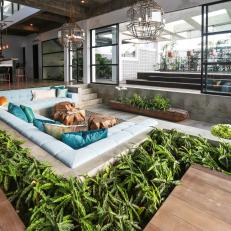 Sunken Living Room Defines Home's Open Concept Lower Level