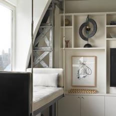 Steel Beams, Hanging Daybed Offer Loft-Like Feel in Penthouse