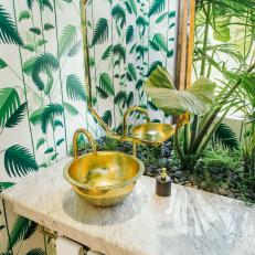 Green Tropical Bathroom With Planter Bed