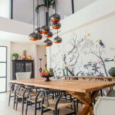 Tropical Dining Room With Mural