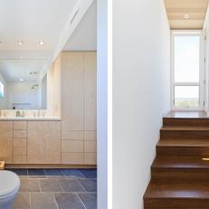 Bathroom and Wood Stairs