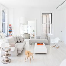 White Modern Living Room With Kid Chair