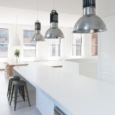 White Open Modern Kitchen With City View
