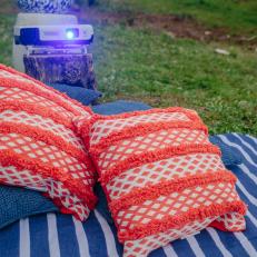 Outdoor Movie Screen: Projector and Pillow