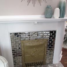 Modern Metallic Fireplace White Marble Hearth 