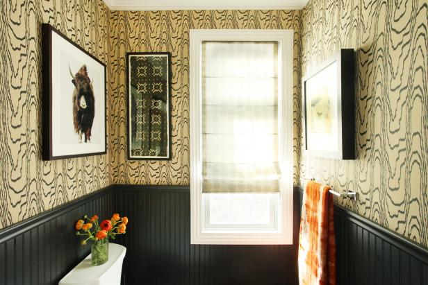 Yellow and Black Powder Room